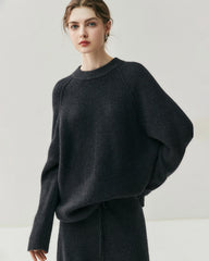 Kaschmir-Woll-Set mit Kapuzenpullover und Hose