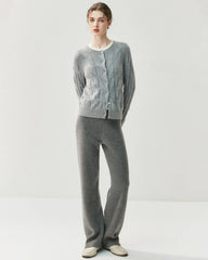 Kaschmir-Woll-Strickhose mit geradem Bein