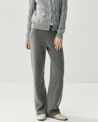 Kaschmir-Woll-Strickhose mit geradem Bein
