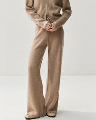 Kaschmir-Woll-Zip-Hoodie & Hose mit geradem Bein