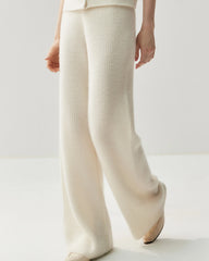 Kaschmir-Woll-Zip-Hoodie & Hose mit geradem Bein