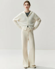 Kaschmir-Woll-Zip-Hoodie & Hose mit geradem Bein