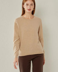 Klassisch-Fit Kaschmir Pullover mit Rundhalsausschnitt