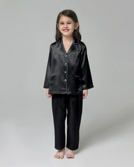 Klassisches Langarm Set Kinder Seiden-Pyjama