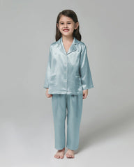 Klassisches Langarm Set Kinder Seiden-Pyjama