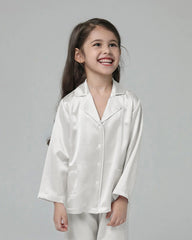 Klassisches Langarm Set Kinder Seiden-Pyjama