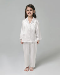 Klassisches Langarm Set Kinder Seiden-Pyjama
