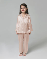 Klassisches Langarm Set Kinder Seiden-Pyjama