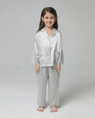 Klassisches Langarm Set Kinder Seiden-Pyjama