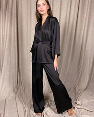 Klassische Seidenrobe und Hosen-Set für Frauen
