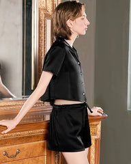 Niedliches Waschbares Seiden-Shorty-Pyjama-Set