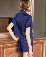 Niedliches Waschbares Seiden-Shorty-Pyjama-Set