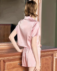Niedliches Waschbares Seiden-Shorty-Pyjama-Set