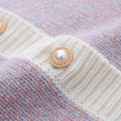 Lila Kaschmir-Cardigan mit Perlenknöpfen