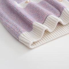 Lila Kaschmir-Cardigan mit Perlenknöpfen