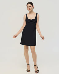 40 Momme Seiden Mini-Kleid mit Schleifenkragen