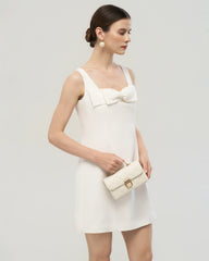 40 Momme Seiden Mini-Kleid mit Schleifenkragen