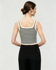 Gestreiftes, waschbares Seiden-Jersey Cropped Tank Top