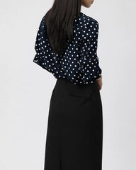 Polka Dot Schleifen-Seidenbluse