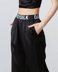 Damen-Seidenhose, elastische Taille, lockere Füßeinfassung, gefalteter Bund