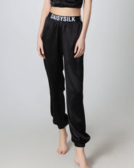 Damen-Seidenhose, elastische Taille, lockere Füßeinfassung, gefalteter Bund