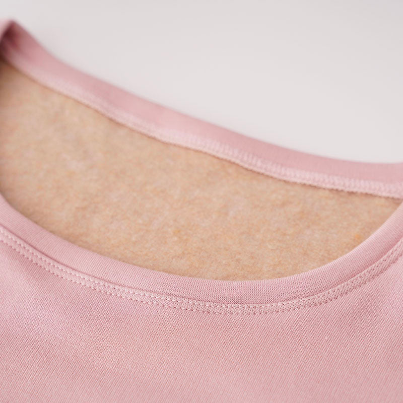 Extra wärmende Seiden-Thermal-Unterwäsche-Set für Frauen Rose Pink