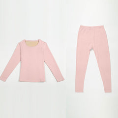 Extra wärmende Seiden-Thermal-Unterwäsche-Set für Frauen Rose Pink