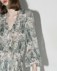 Fairyland Blumen Seidenmaxikleid