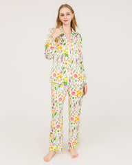 Elegante Seiden-Pyjamaset mit floralem Druckmuster