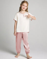 Kurzarm-Seidenpyjama-Set für Mädchen