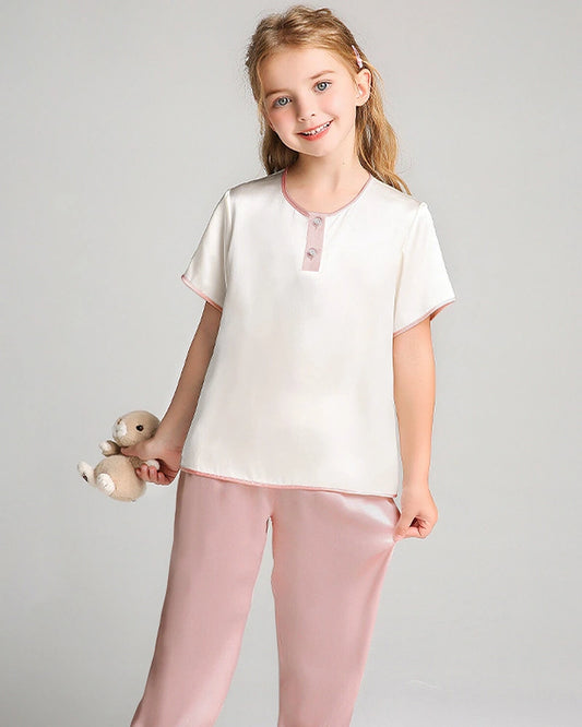 Kurzarm-Seidenpyjama-Set für Mädchen