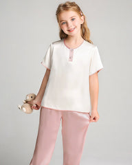 Kurzarm-Seidenpyjama-Set für Mädchen