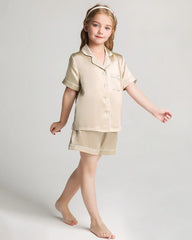 Mädchen Seiden-Pyjama-Set mit Kurzarm und Shorts