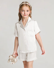 Mädchen Seiden-Pyjama-Set mit Kurzarm und Shorts