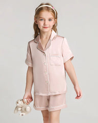 Mädchen Seiden-Pyjama-Set mit Kurzarm und Shorts