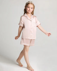 Mädchen Seiden-Pyjama-Set mit Kurzarm und Shorts