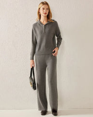 Kaschmir-Sweater mit Kapuze und V-Ausschnitt