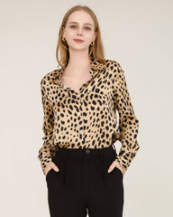 Seidenhemd mit Leopard-Druckmuster für Damen
