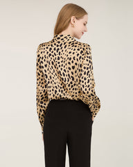 Seidenhemd mit Leopard-Druckmuster für Damen