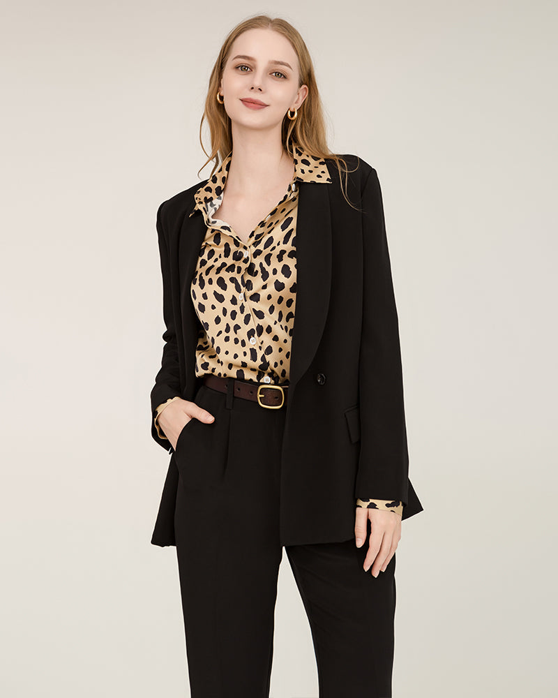Seidenhemd mit Leopard-Druckmuster für Damen