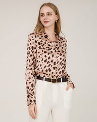 Seidenhemd mit Leopard-Druckmuster für Damen