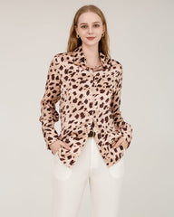 Seidenhemd mit Leopard-Druckmuster für Damen