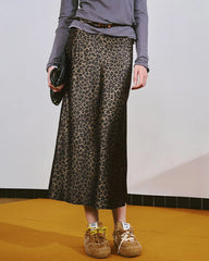 Midi-Seidenrock Leopard