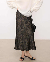 Midi-Seidenrock Leopard