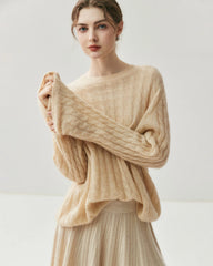Leichter Zopfstrickpullover aus Seide-Kaschmir