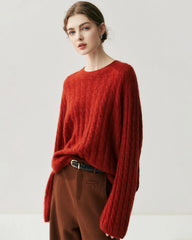 Leichter Zopfstrickpullover aus Seide-Kaschmir