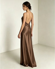 Fließendes Triacetat-Maxikleid mit tiefem Rückenausschnitt