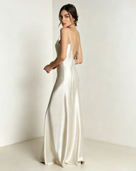 Fließendes Triacetat-Maxikleid mit tiefem Rückenausschnitt
