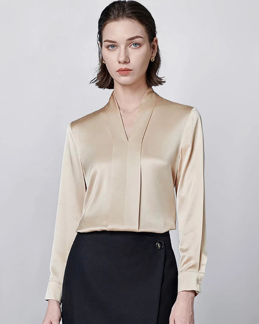 Langarm Seidenbluse für Damen