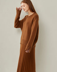Weit geschnittener Kaschmirpullover mit Rundhalsausschnitt